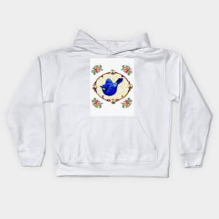 Blue Bird and Flowers Kids Hoodie